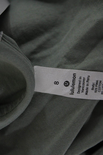 Lululemon Women Basic V-Neck Short Sleeve Green T-Shirt Size 8