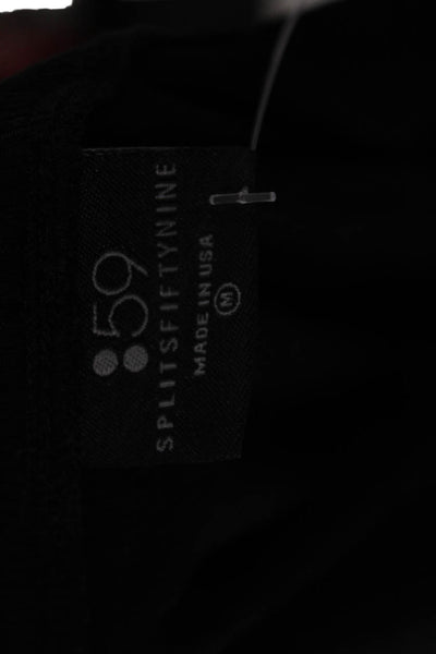 Splits59 Women Pullover Hoodie Black Polyester Long Sleeve Round Neck Size M