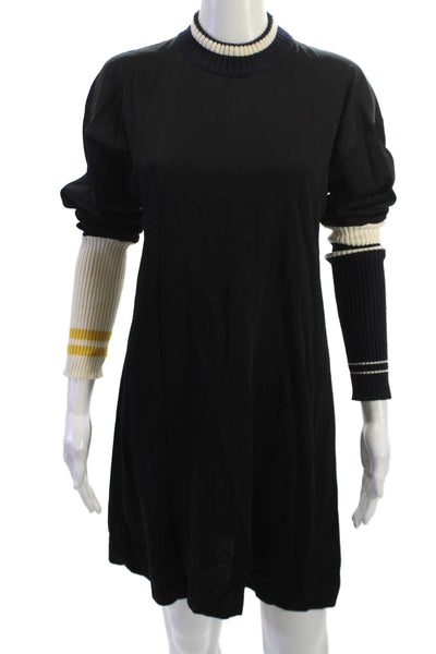Calvin Klein Women Sweater Dress Black Long Sleeve Crew Neck Poly Blend Size M