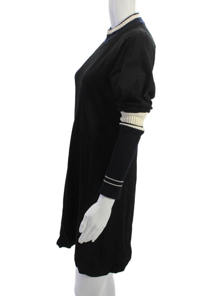 Calvin Klein Women Sweater Dress Black Long Sleeve Crew Neck Poly Blend Size M