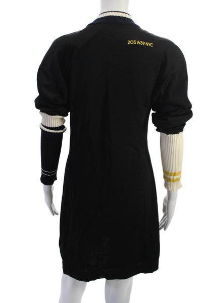 Calvin Klein Women Sweater Dress Black Long Sleeve Crew Neck Poly Blend Size M