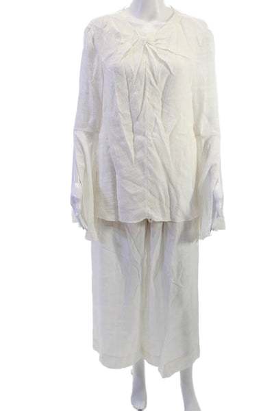 Prabal Gurung Unisex Bohemian 2pc White Viscose Round Neck Long Sleeve Size 4