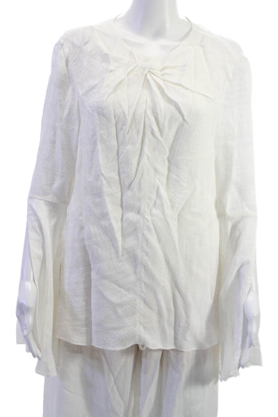 Prabal Gurung Unisex Bohemian 2pc White Viscose Round Neck Long Sleeve Size 4