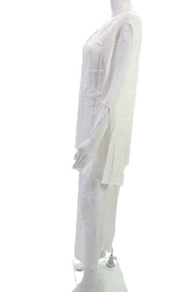Prabal Gurung Unisex Bohemian 2pc White Viscose Round Neck Long Sleeve Size 4