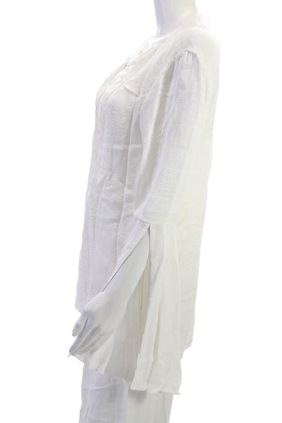 Prabal Gurung Unisex Bohemian 2pc White Viscose Round Neck Long Sleeve Size 4