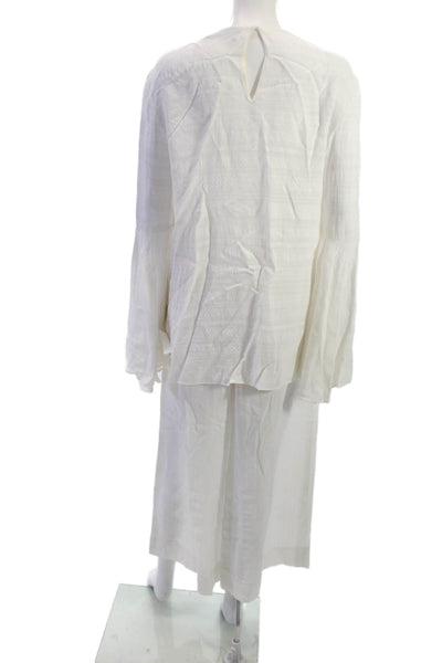 Prabal Gurung Unisex Bohemian 2pc White Viscose Round Neck Long Sleeve Size 4