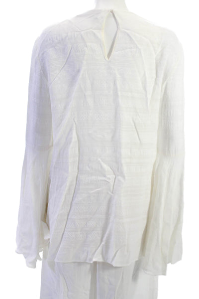 Prabal Gurung Unisex Bohemian 2pc White Viscose Round Neck Long Sleeve Size 4