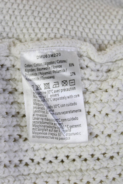 Gerard Darel Unisex Cardigan V-Neck 3/4 Sleeve White Cotton Polyamide Size 2