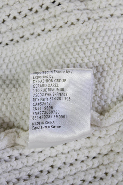 Gerard Darel Unisex Cardigan V-Neck 3/4 Sleeve White Cotton Polyamide Size 2