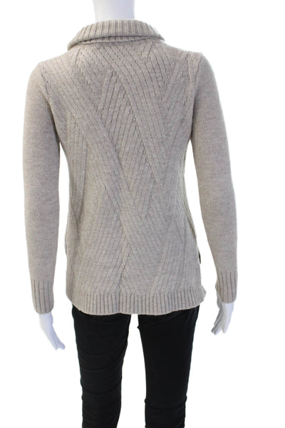 Vince Unisex Beige Geometric Turtleneck Pullover Sweater Merino Alpaca Size XS