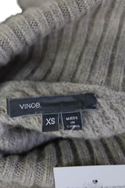 Vince Unisex Beige Geometric Turtleneck Pullover Sweater Merino Alpaca Size XS