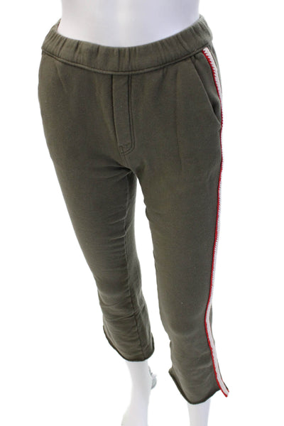 Mother Women Ankle Jogger Sweatpants Green 100% Cotton Army Size XS