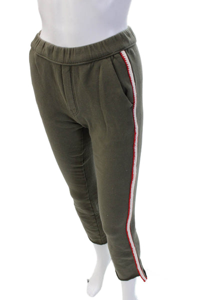 Mother Women Ankle Jogger Sweatpants Green 100% Cotton Army Size XS