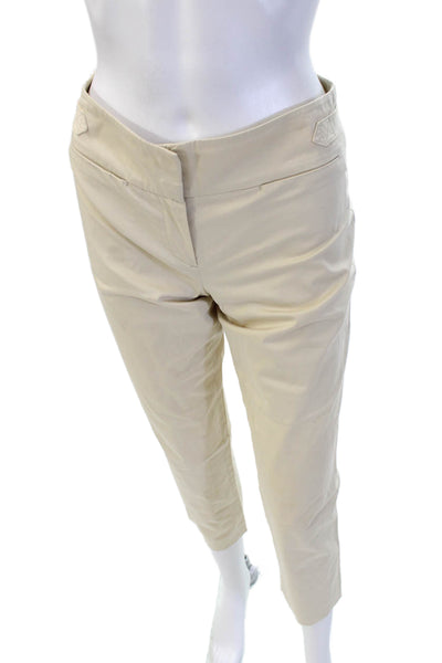 Theory Women Ankle Cropped Dress Pants Beige Button Size 4