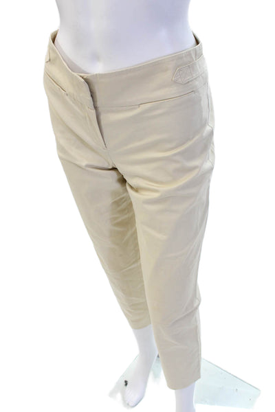Theory Women Ankle Cropped Dress Pants Beige Button Size 4