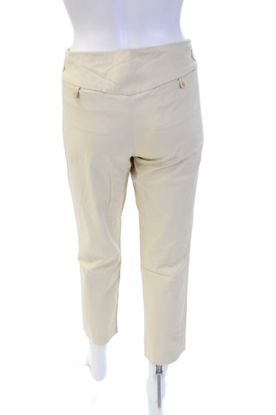 Theory Women Ankle Cropped Dress Pants Beige Button Size 4