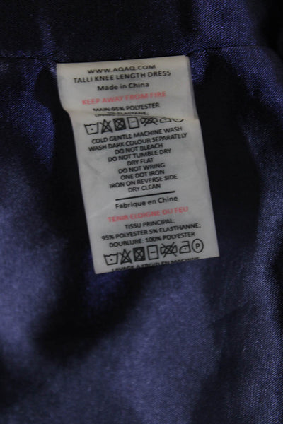 AQ/AQ Womens Bodycon Pencil Dress Dark Blue Sleeveless Mid Calf Zip Size 4