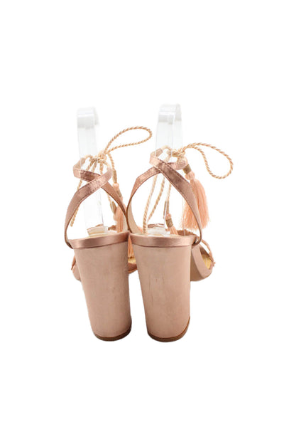 Schutz Womens Tassel Trim Lace Up Sandals Pink Size 8B