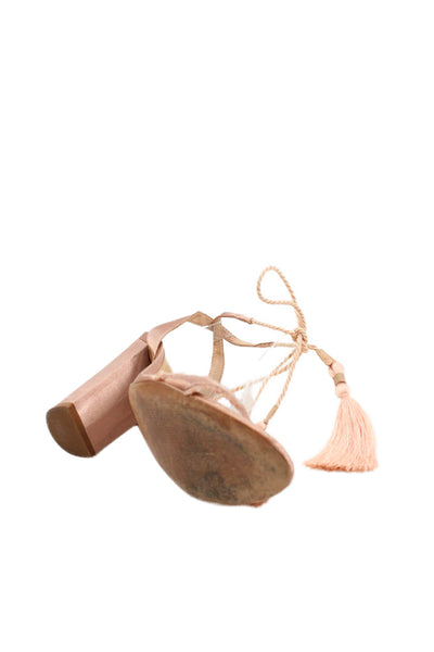 Schutz Womens Tassel Trim Lace Up Sandals Pink Size 8B