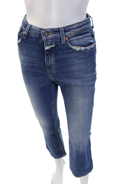 Closed Womens Cropped Straight Jeans Blue High Rise Cotton Petite Size 24