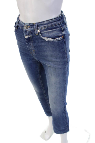 Closed Womens Cropped Straight Jeans Blue High Rise Cotton Petite Size 24