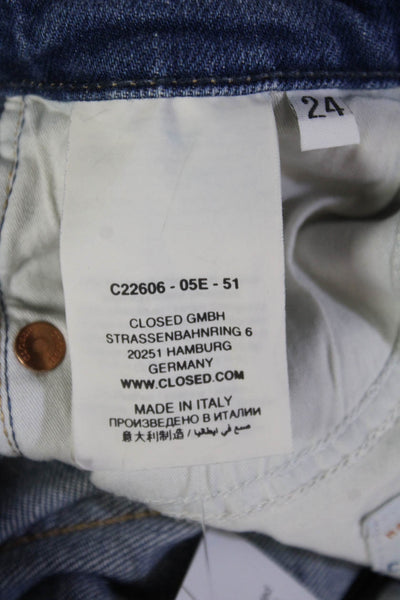Closed Womens Cropped Straight Jeans Blue High Rise Cotton Petite Size 24