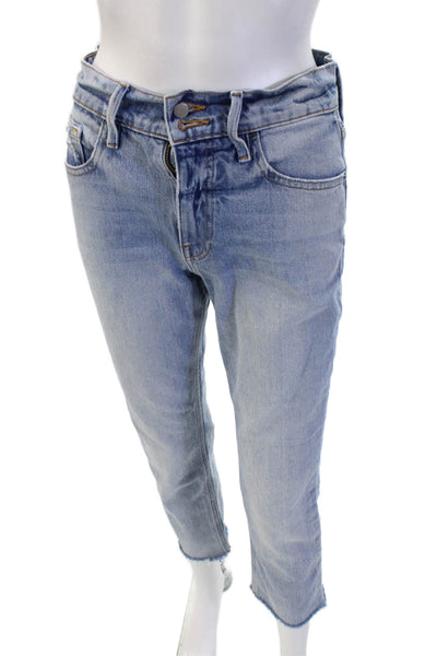 Frame Denim Womens Ankle Cropped Light Blue Jeans Size 25