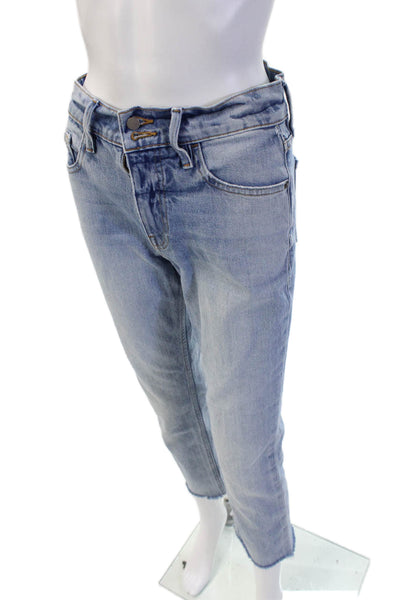 Frame Denim Womens Ankle Cropped Light Blue Jeans Size 25
