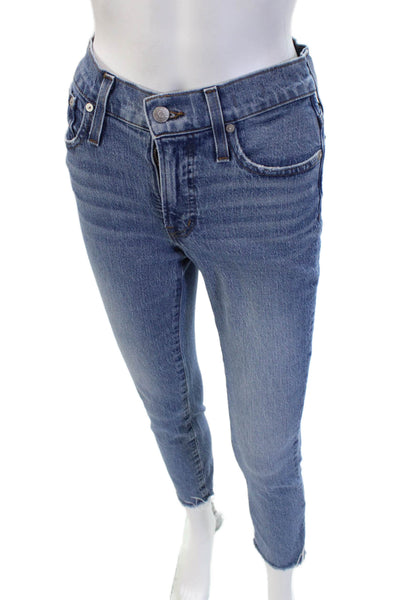 Madewell Womens High Rise Skinny Ankle Cropped Jeans Blue Button Size 24