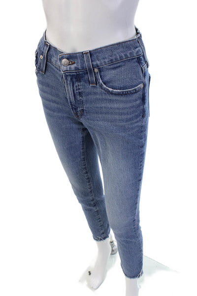 Madewell Womens High Rise Skinny Ankle Cropped Jeans Blue Button Size 24