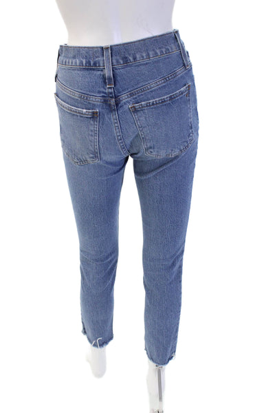 Madewell Womens High Rise Skinny Ankle Cropped Jeans Blue Button Size 24