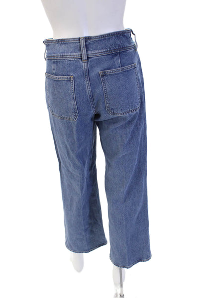 J Crew Womens Cropped Wide Leg Jeans Blue Size 24