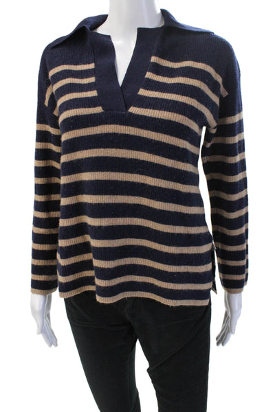 Rails Unisex Striped Collared Pullover Sweater Dark Blue Size 2XS