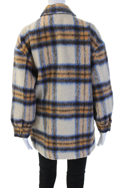 English Factory Women Beige Plaid Collared Jacket Long Sleeve 90s Size XS