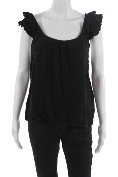 Xirena Womens Black Cotton Square Neck Boho Tank Sleeveless Size M