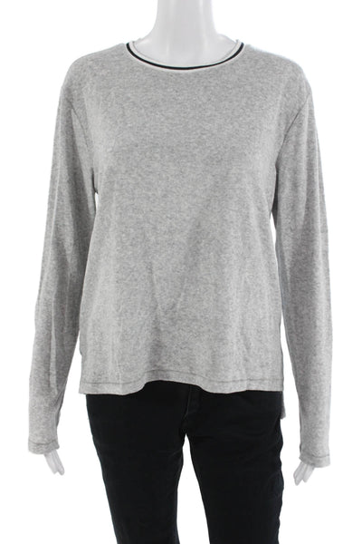 Goldie Womens Basic Long Sleeve Crew Neck T-Shirt Gray Cotton Blend Size M