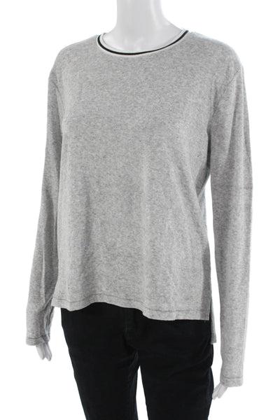 Goldie Womens Basic Long Sleeve Crew Neck T-Shirt Gray Cotton Blend Size M