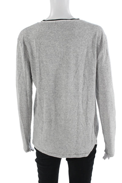 Goldie Womens Basic Long Sleeve Crew Neck T-Shirt Gray Cotton Blend Size M
