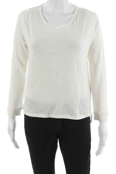 Majestic Filatures Womens Basic White Cotton Cashmere Tee Long Sleeve Size 1