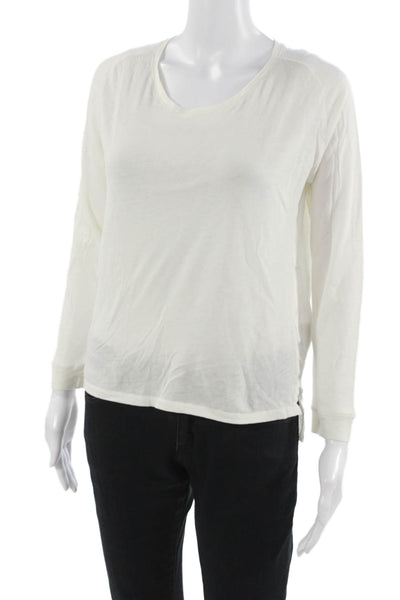 Majestic Filatures Womens Basic White Cotton Cashmere Tee Long Sleeve Size 1