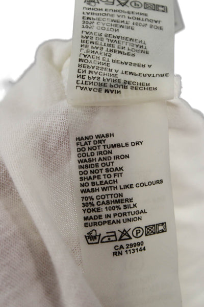 Majestic Filatures Womens Basic White Cotton Cashmere Tee Long Sleeve Size 1
