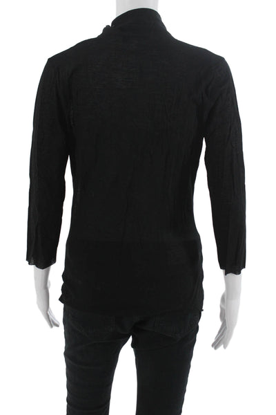Lamberto Losani Womens Black Cotton Collared Tunic 3/4 Sleeve Size L