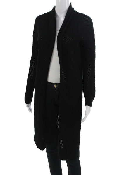One Grey Day Unisex Black 100% Merino Wool Long Sleeve Cardigan Size M