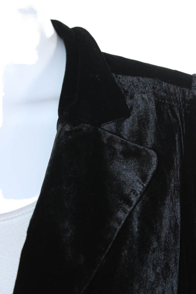 Juicy Couture Womens Black Collared Button Long Sleeve Silk Blend Blazer Size 8