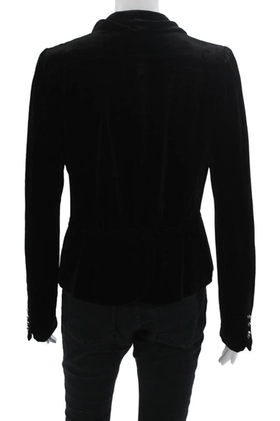 Juicy Couture Womens Black Collared Button Long Sleeve Silk Blend Blazer Size 8