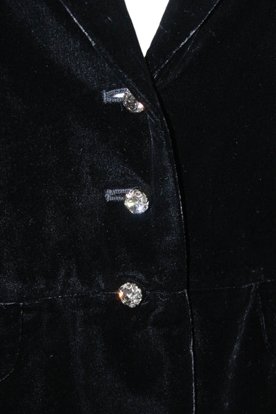 Juicy Couture Womens Black Collared Button Long Sleeve Silk Blend Blazer Size 8