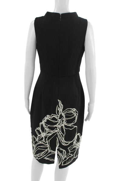 Badgley Mischka Women Sheath Dress Black Sleeveless Mock Neck Short Size 6