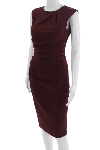 Rinascimento Women Sheath Pencil Dress Red Sleeveless Crew Neck Zip Size S