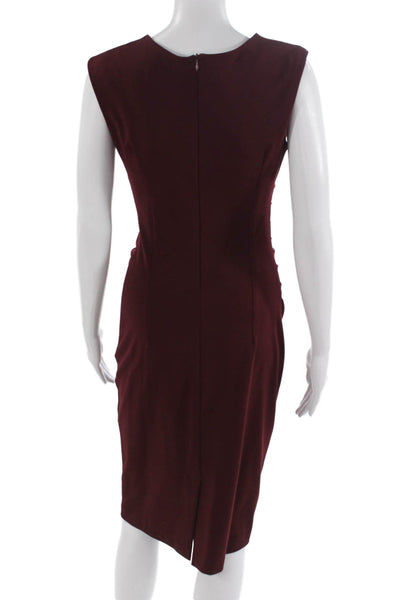 Rinascimento Women Sheath Pencil Dress Red Sleeveless Crew Neck Zip Size S