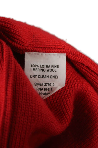 Trina Turk Womens Sweater Dress Red Merino Wool Mock Neck 3/4 Sleeve Size S